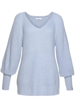 Pullover|LASCANA V-Ausschnitt-Pullover Bleu