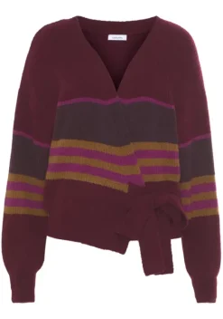 Jacken & Mantel|LASCANA Wickelstrickjacke Beere Gestreift