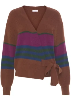 Jacken & Mantel|LASCANA Wickelstrickjacke Braun Gestreift